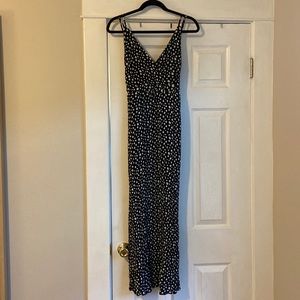 Black white polka dot sleeveless spaghetti straps  maxi dress size s cocktail
